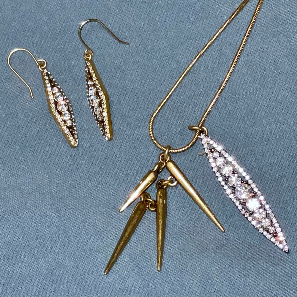J Crew Crystal Pendant Necklace and Earrings